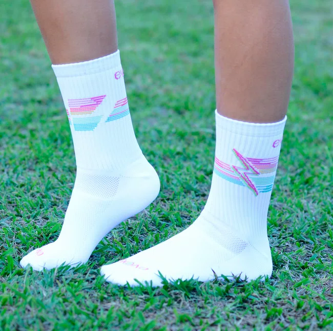Meia Para Corrida EVOXY Performance Colors Branca Cano Médio