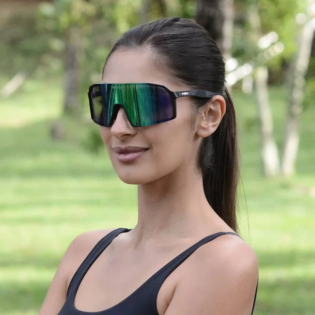 Óculos de Sol Esportivo EVOXY Orbit Preto - Lentes Verdes