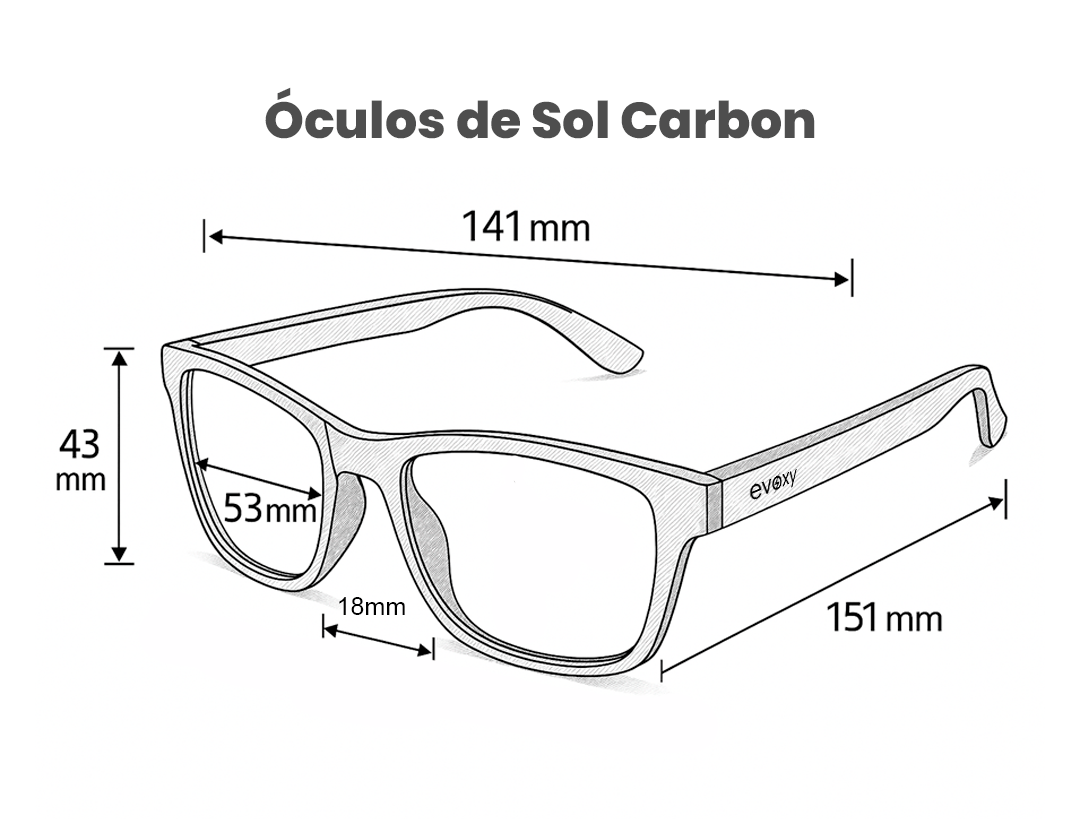 Óculos de Sol Corrida e Casual EVOXY Carbon Preto - Lentes Azuis Óculos de Sol Corrida e Casual EVOXY Carbon Preto - Lentes Azuis