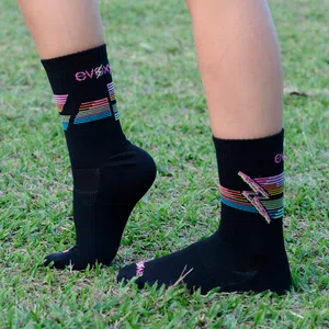 Meia Para Corrida EVOXY Performance Colors Preta Cano Médio