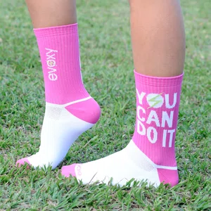 Meia Para Corrida EVOXY Performance You Can Do It Rosa Cano Médio
