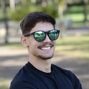 Óculos de Sol Corrida e Casual EVOXY Pulse Round Preto - Lentes Azuis