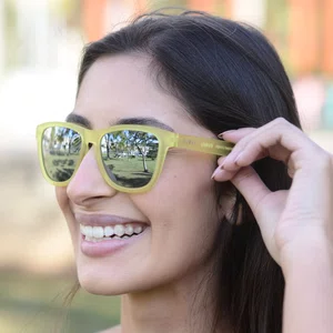 Óculos de Sol Corrida e Casual EVOXY Pulse Square Amarelo - Lentes Cinzas