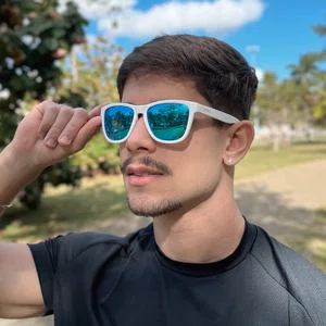 Óculos de Sol Corrida e Casual EVOXY Pulse Square Branco - Lentes Azuis