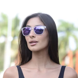 Óculos de Sol Corrida e Casual EVOXY Pulse Square Cristal - Lentes Roxas