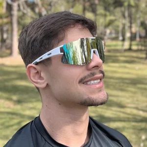 Óculos de Sol Esportivo EVOXY Raizon Air Branco - Lentes Champagne
