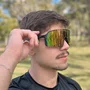 Óculos de Sol Esportivo EVOXY Orbit Preto - Lentes Vermelhas